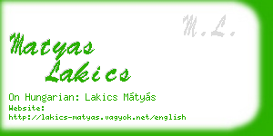matyas lakics business card